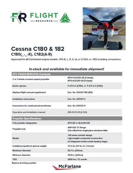 Part Number C180-MT-PROP-KIT-3B